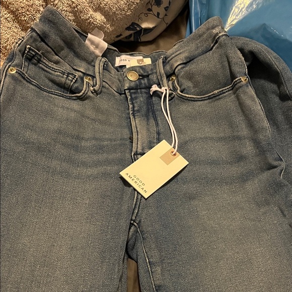 Good American Raw Hem Skinny Bell Leg Denim Pants - Picture 1 of 1